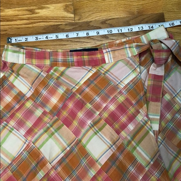 Cape Madras Wrap Skirt Size Small Orange Pink - Picture 3 of 11